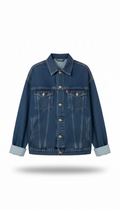 Contrast-Cuff Denim Jacket Cool Blue